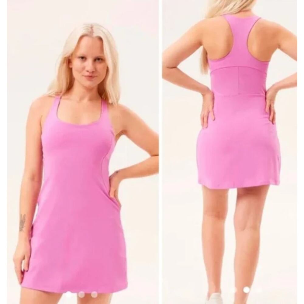 Girlfriend Collective Snapdragon Racerback Paloma Dress Pink Purple Small